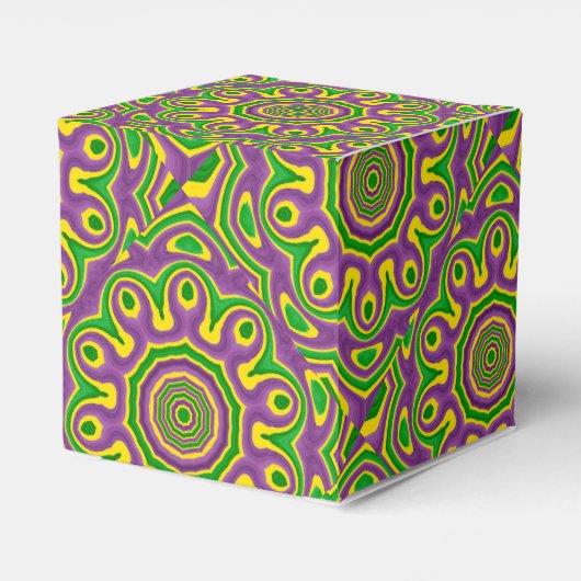 Mardi Gras Green Yellow Paars Pattern Mandala Bedankdoosjes (Achterkant)