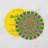 Mardi Gras Green Yellow Paars Pattern Mandala Kaart (Voorkant / Achterkant)