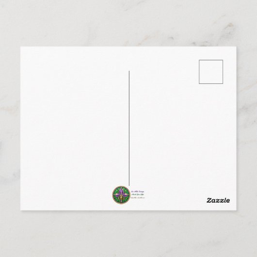 Mardi Gras Groen en Goud Kleurrijke Veren Masker Briefkaart (Achterkant)