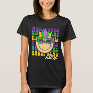 Mardi Gras Groovy Glimlach Gezicht Dragen Mardi Gr T-shirt