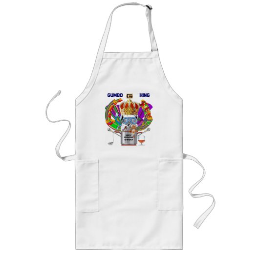 Mardi Gras Gumbo King Uitzicht Hints alstublieft Lang Schort (Voorkant)
