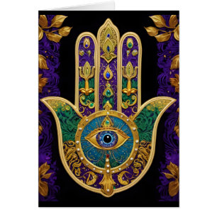 Mardi Gras Hamsa Art Imprimer Carte de voeux