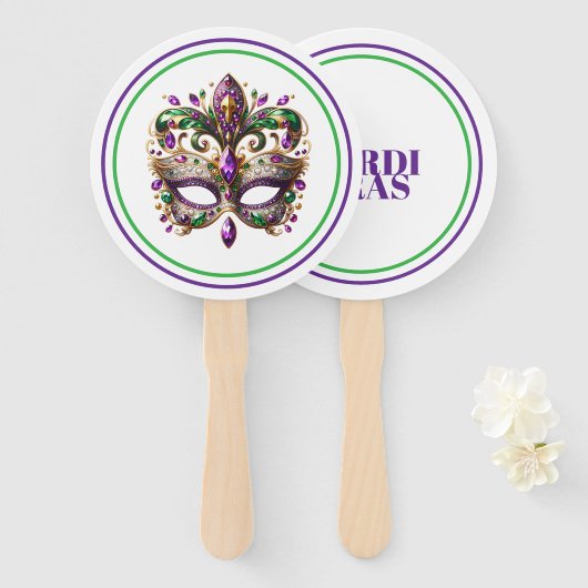 Mardi Gras Handwaaier (Voorkant en achterkant)