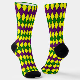 Mardi Gras Harlekijn Diamant Patroon Sokken