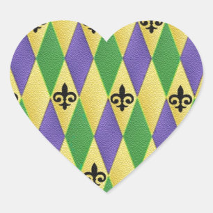 Mardi Gras Harlekijn Fleur De Lis Hart Sticker