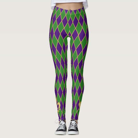 Mardi Gras | harlekijnruitpatroon Leggings (Voorkant)