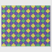 Mardi Gras Harlequin Diamond Carnival Patroon Cadeaupapier (Vlak)