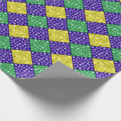 Mardi Gras Harlequin Diamond Carnival Patroon Cadeaupapier (Hoek)