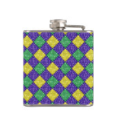 Mardi Gras Harlequin Diamond Carnival Patroon Heupfles (Achterkant)