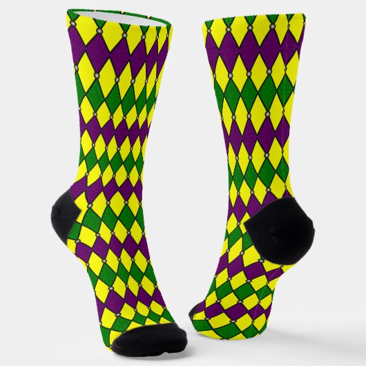 Mardi Gras Harlequin Diamond Pattern Sokken (Gebogen)