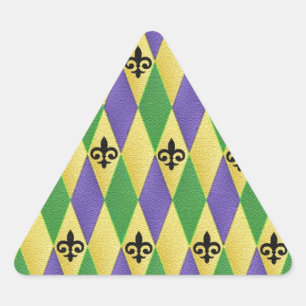 Mardi Gras Harlequin Fleur De Lis Driehoek Sticker