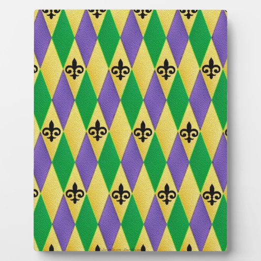 Mardi Gras Harlequin Fleur De Lis Fotoplaat (Voorkant)