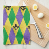 Mardi Gras Harlequin Fleur De Lis Keukenhanddoeken (Quarter Fold)