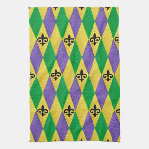 Mardi Gras Harlequin Fleur De Lis Kitchen Towels Theedoek