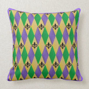 Mardi Gras Harlequin Fleur De Lis Kussen