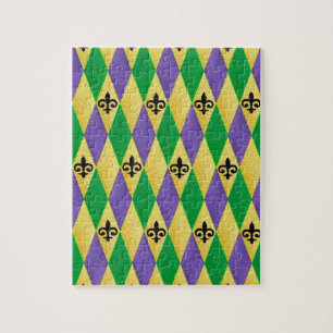 Mardi Gras Harlequin Fleur De Lis Legpuzzel