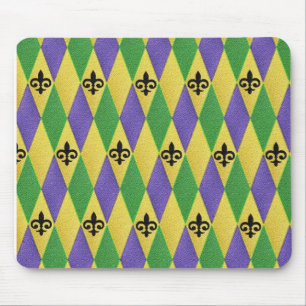 Mardi Gras Harlequin Fleur De Lis Muismat