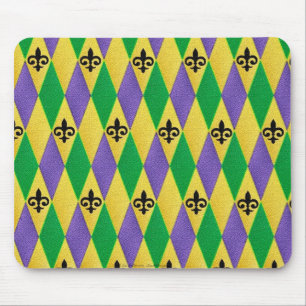 Mardi Gras Harlequin Fleur De Lis Muismat