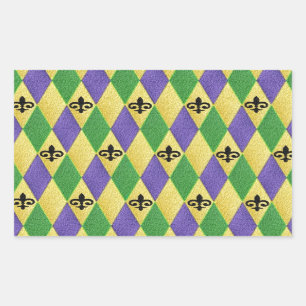 Mardi Gras Harlequin Fleur De Lis Rechthoekige Sticker