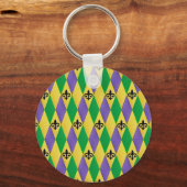 Mardi Gras Harlequin Fleur De Lis Sleutelhanger (Voorkant)