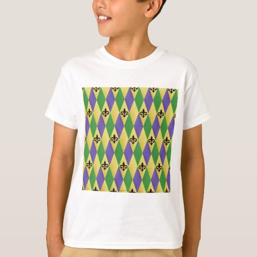 Mardi Gras Harlequin Fleur De Lis T-shirt (Voorkant)
