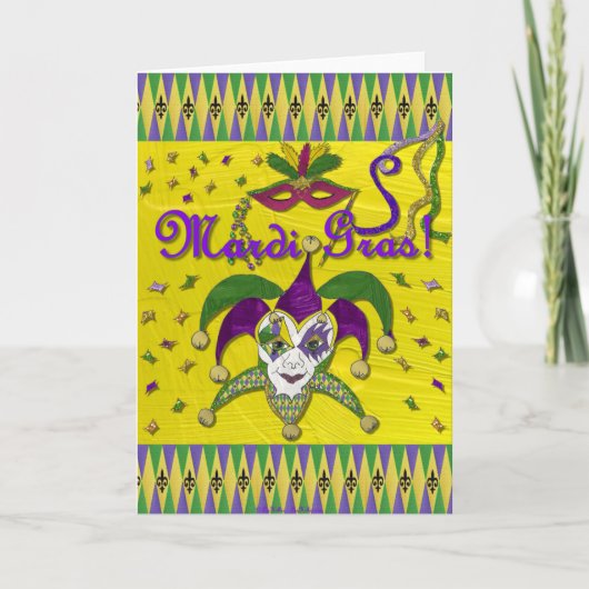 Mardi Gras Harlequin Kaart (Voorkant)