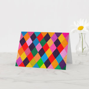 MARDI GRAS HARLEQUIN PATROON Kleurrijke Rhombi  Ka Kaart