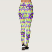 Mardi Gras Harlequin Pattern en Fleur de Lis Leggings (Achterkant)