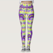 Mardi Gras Harlequin Pattern en Fleur de Lis Leggings (Voorkant)