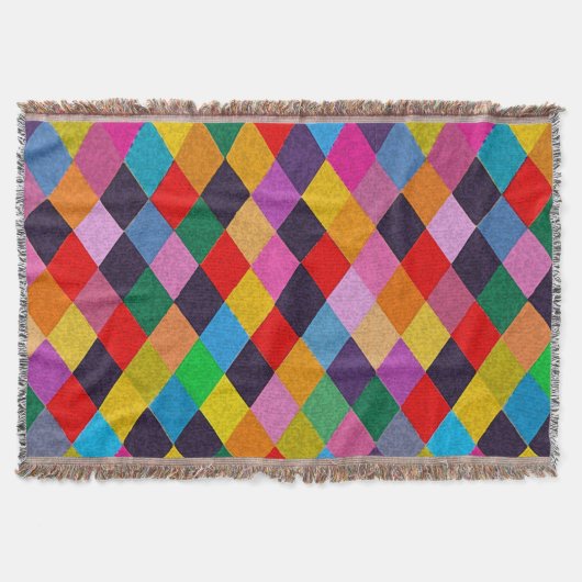 MARDI GRAS HARLEQUIN PATTERN kleurrijke Rhombi Deken (Voorkant)