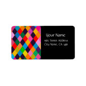 MARDI GRAS HARLEQUIN PATTERN kleurrijke Rhombi Etiket (Voorkant)