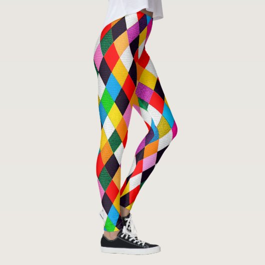MARDI GRAS HARLEQUIN PATTERN kleurrijke Rhombi Leggings (Rechts)