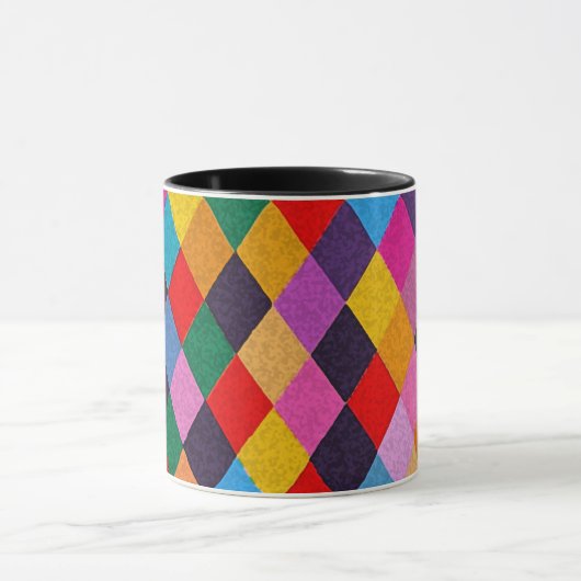 MARDI GRAS HARLEQUIN PATTERN kleurrijke Rhombi Mok (Midden)