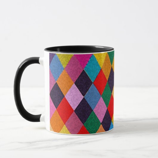 MARDI GRAS HARLEQUIN PATTERN kleurrijke Rhombi Mok (Links)
