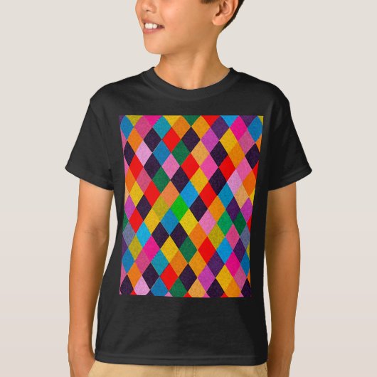 MARDI GRAS HARLEQUIN PATTERN kleurrijke Rhombi T-shirt (Voorkant)