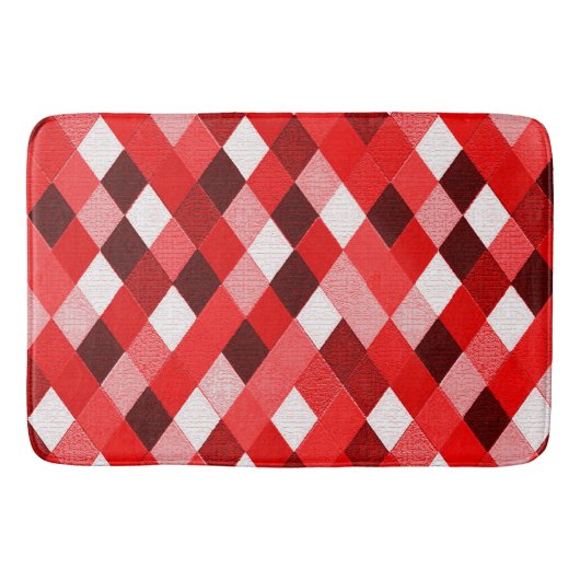 MARDI GRAS HARLEQUIN PATTERN Rood roze Rhombi Badmat (Voorkant)