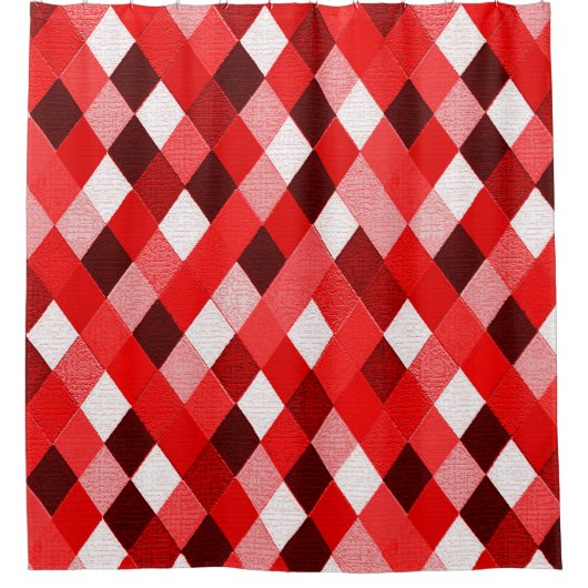 MARDI GRAS HARLEQUIN PATTERN Rood roze Rhombi Douchegordijn (Voorkant)
