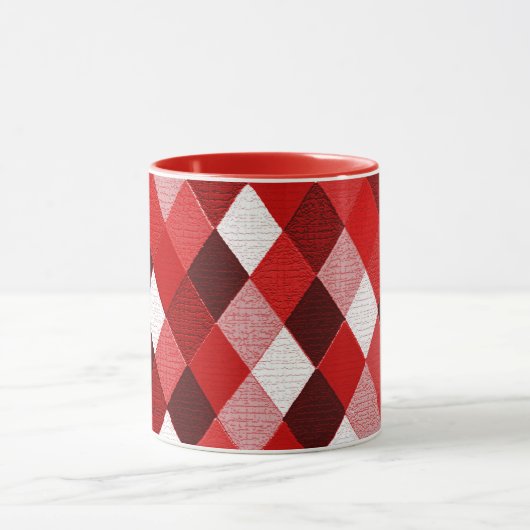 MARDI GRAS HARLEQUIN PATTERN Rood roze Rhombi Mok (Midden)