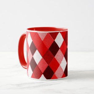 MARDI GRAS HARLEQUIN PATTERN Rood roze Rhombi Mok
