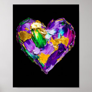 Mardi Gras Hart Penseelstreek Carnaval Optocht Nie Poster