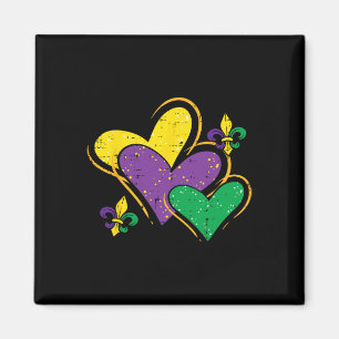 Mardi Gras Hearts Cute Outfit Women Girls Kinder T Magneet