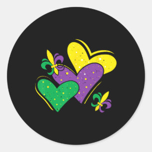 Mardi Gras Hearts Outfit Vrouwen Meisjes Kinder Pe Ronde Sticker