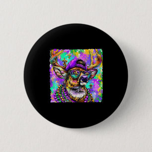Mardi Gras Hertenbok Jacht New Orleans Camouflage  Ronde Button 5,7 Cm