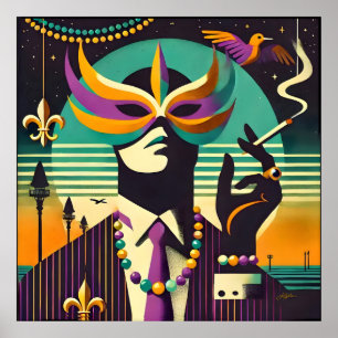Mardi Gras Het Roken Man Poster
