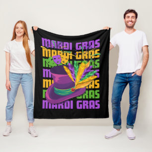 MARDI GRAS Hoed met Veren Fleece Deken