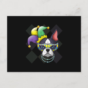 Mardi Gras Hond Shirt Grappige Boston Terrier Love Briefkaart