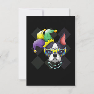 Mardi Gras Hond Shirt Grappige Boston Terrier Love RSVP Kaartje