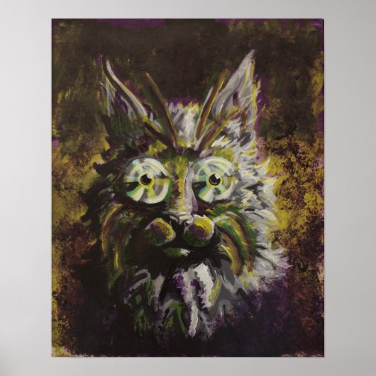 Mardi Gras - Hypnotic Cat Pop Surrealisme Poster (Voorkant)