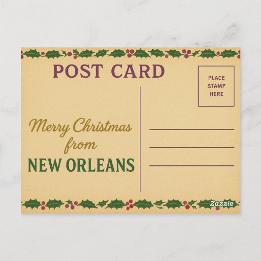 Mardi Gras Inspired New Orleans Christmas Postcard Briefkaart (Achterkant)