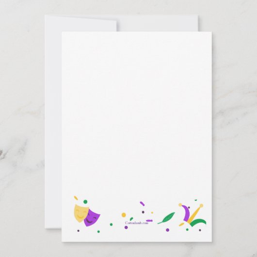 Mardi Gras Invitation de fête d'anniversaire (Dos)